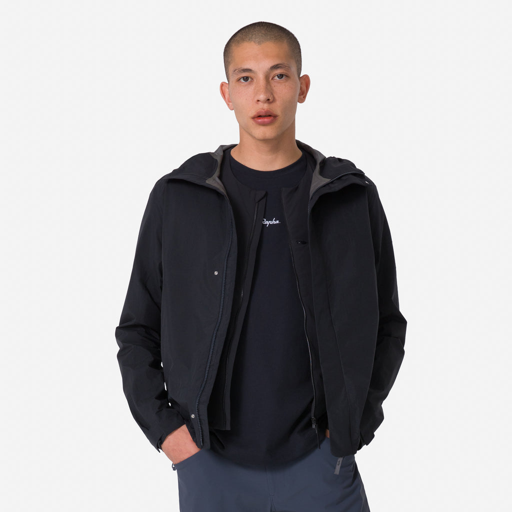 Men's Gore-Tex Hooded Rain Jacket - Black/Carbon Grey