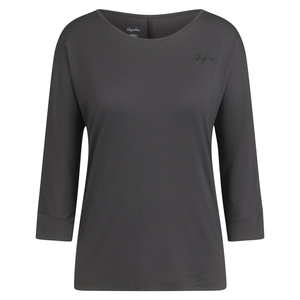 Women's Trail Merino 3/4 Sleeve Top - Dark Grey/Black