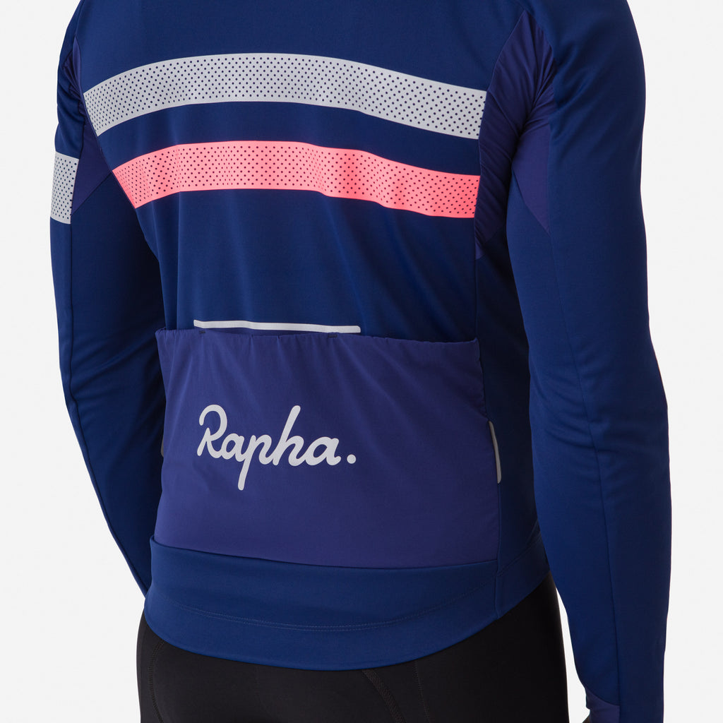Men's Brevet Long Sleeve Windstopper Jersey - Navy/Hi-Vis Pink