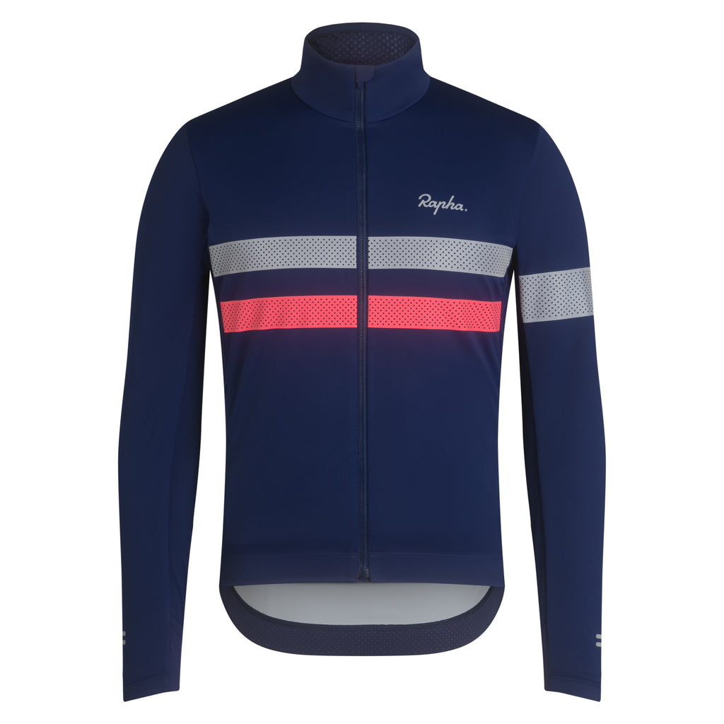 Men's Brevet Long Sleeve Windstopper Jersey - Navy/Hi-Vis Pink