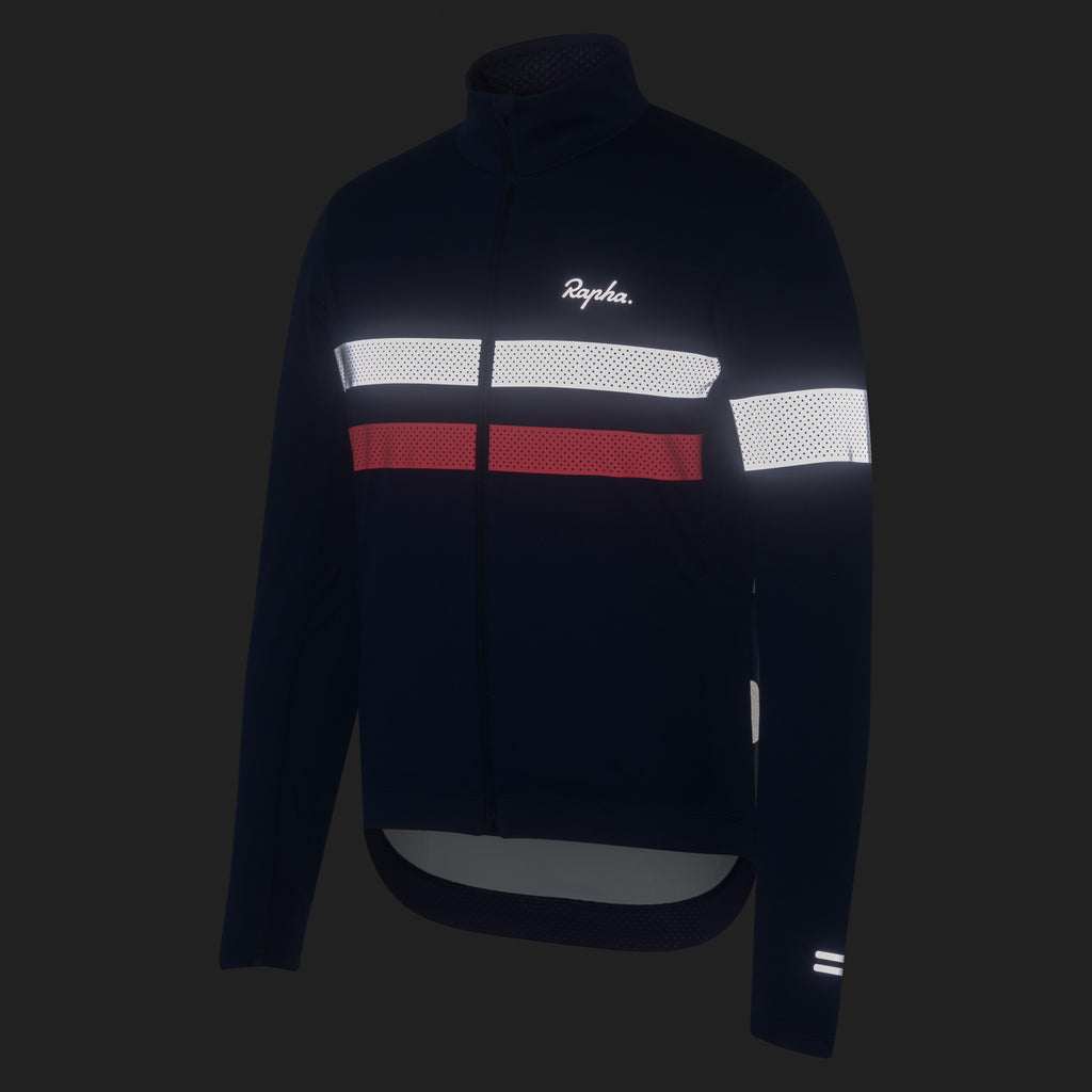 Men's Brevet Long Sleeve Windstopper Jersey - Navy/Hi-Vis Pink