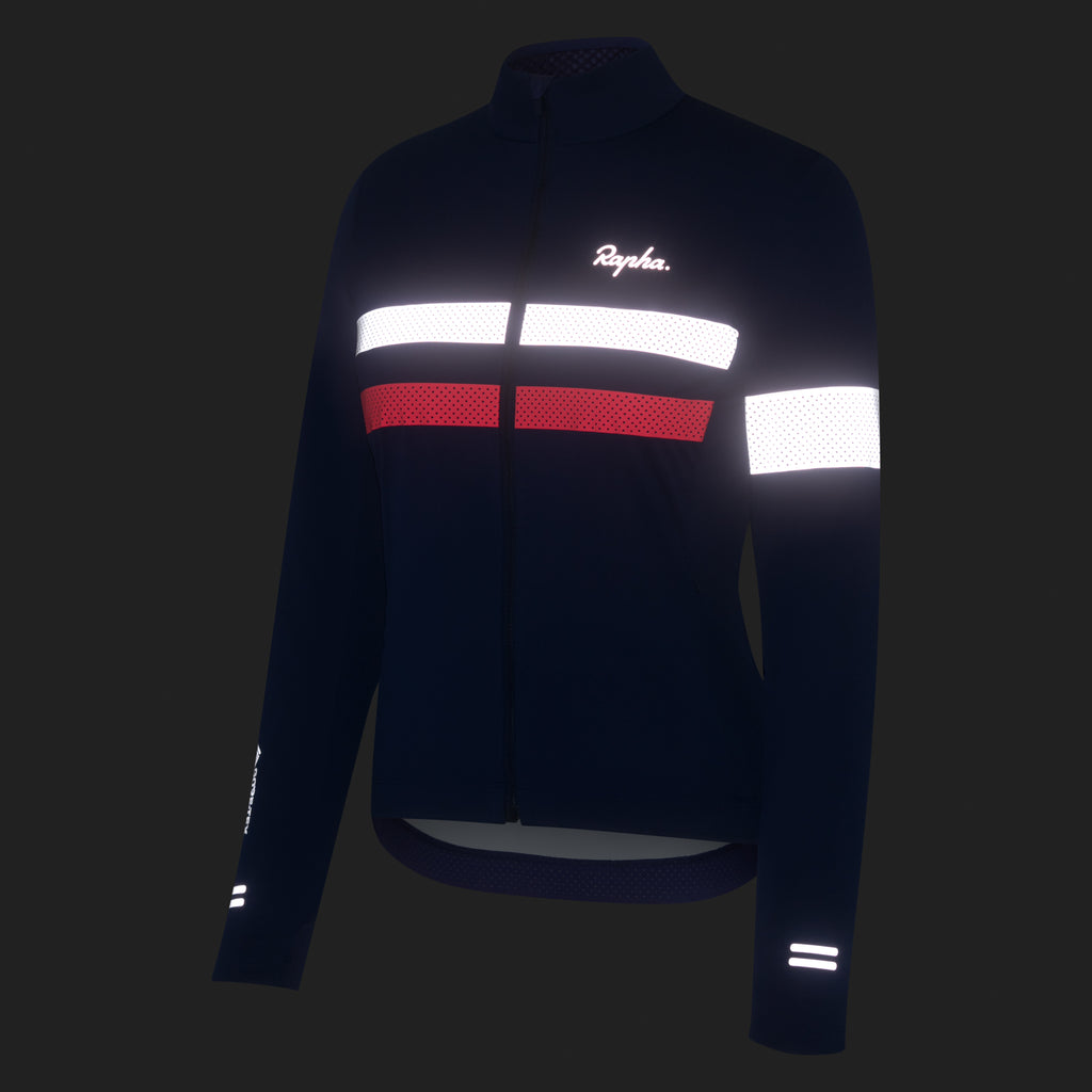 Women's Brevet Long Sleeve Windstopper Jersey - Navy/Hi-Vis Pink