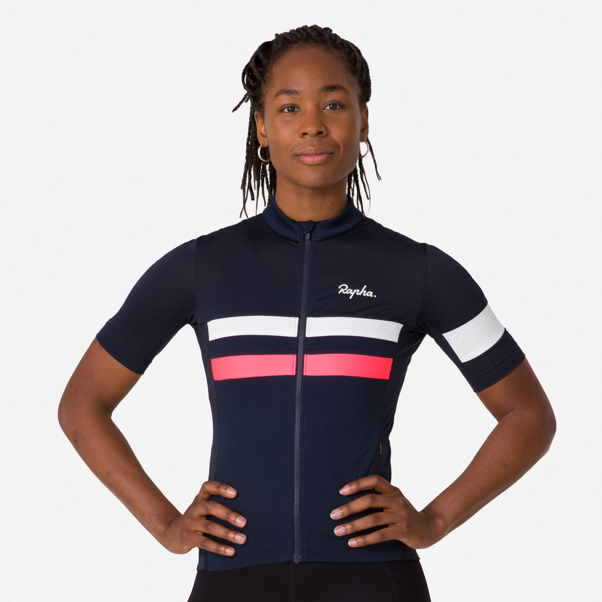 Women's Brevet Lightweight Jersey - Dark Navy/High-Vis Pink/White
