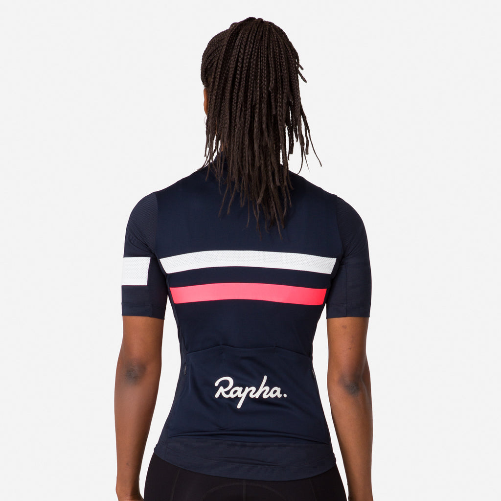 Women's Brevet Lightweight Jersey - Dark Navy/High-Vis Pink/White