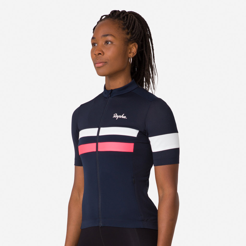 Women's Brevet Lightweight Jersey - Dark Navy/High-Vis Pink/White