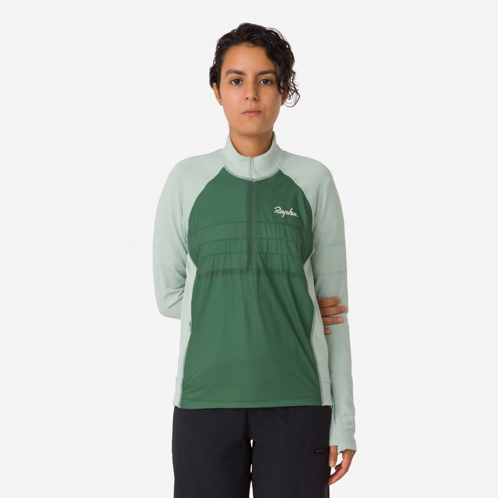 Women's Explore Zip Neck Pullover - Pale Green/Dark Green