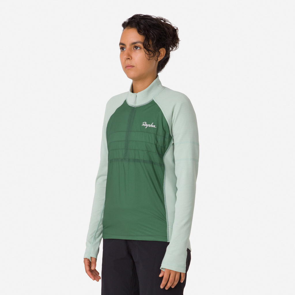 Women's Explore Zip Neck Pullover - Pale Green/Dark Green
