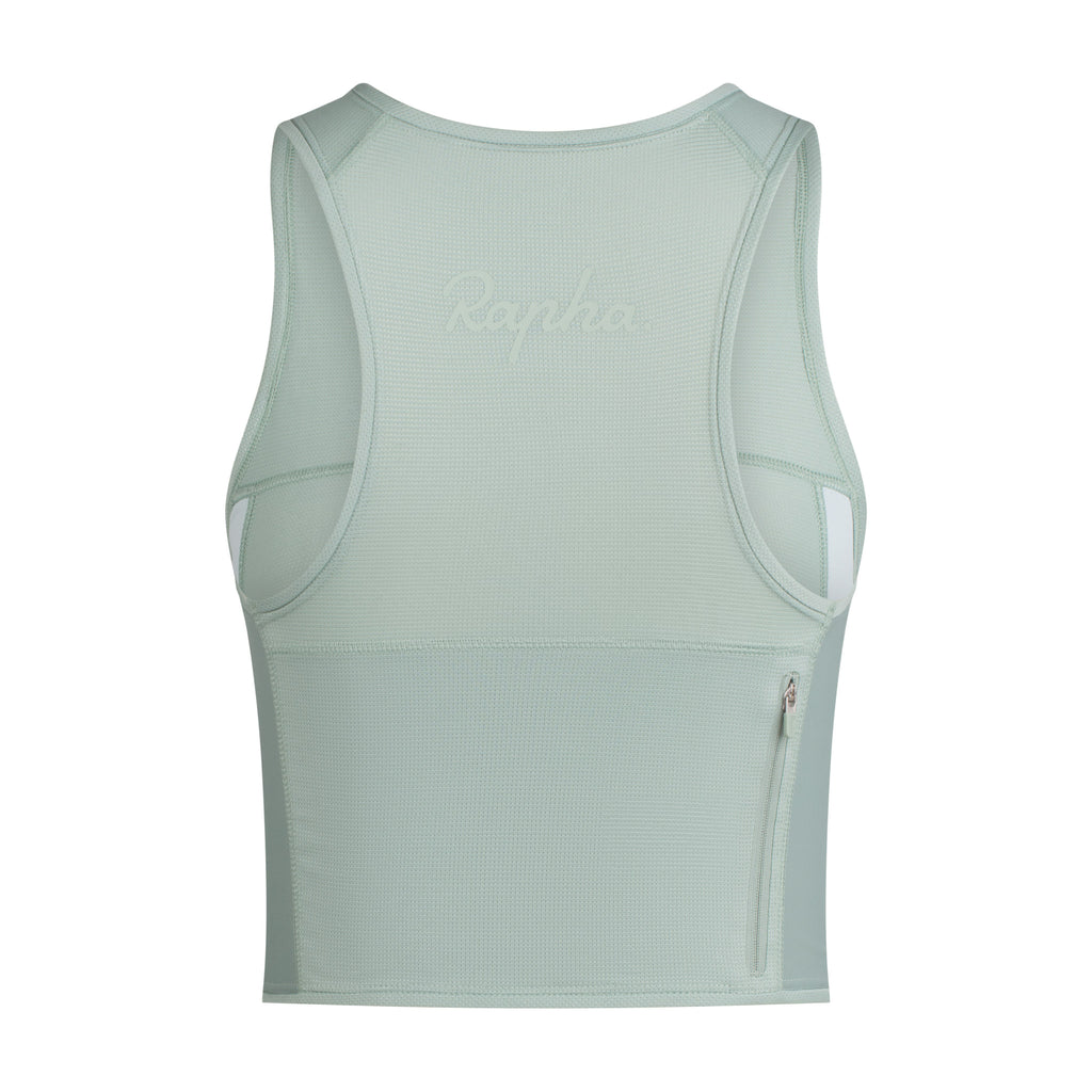 Women's Cropped Zip Tank - Sea Green/Slate Green