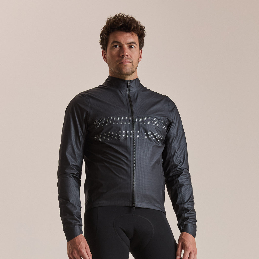Men's Brevet Gore-Tex Rain Jacket - Black/Silver Reflective