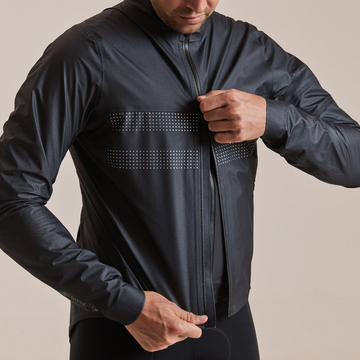 Men's Brevet Gore-Tex Rain Jacket - Black/Silver Reflective