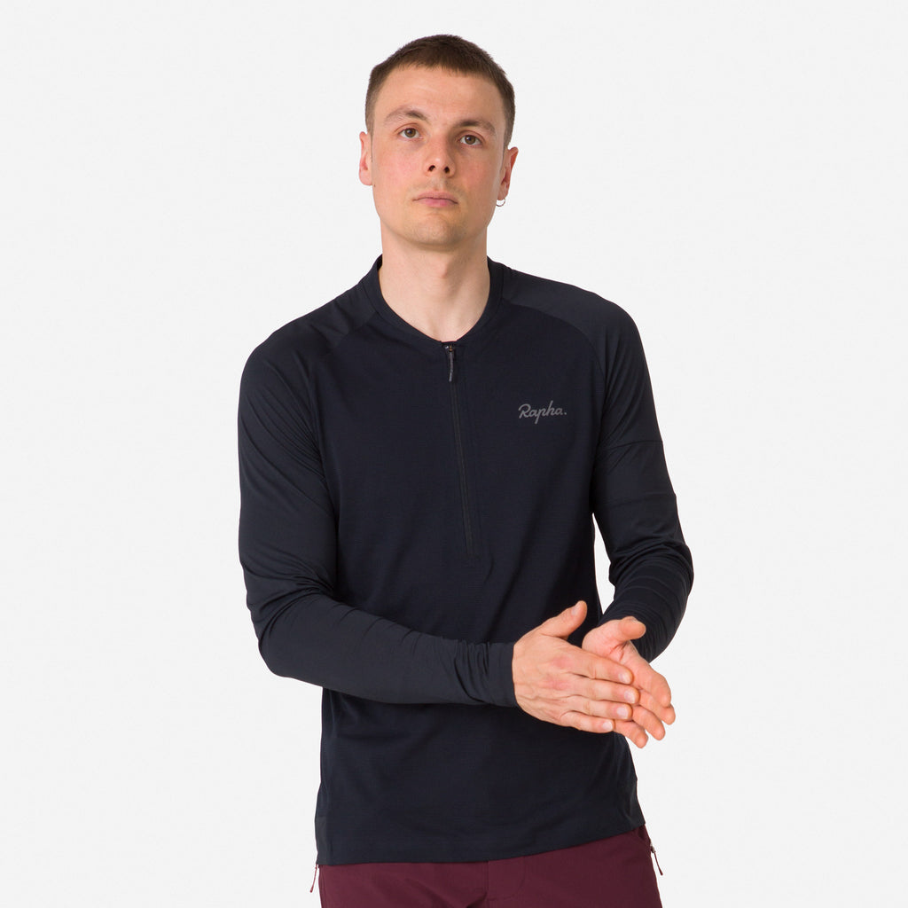 Men's Explore Long Sleeve Zip Neck Tech T-shirt - Black/Black