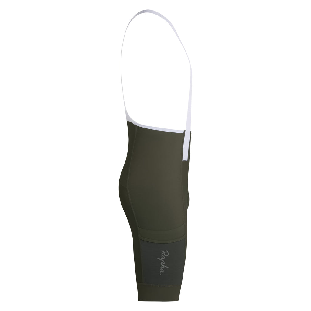 Men's Brevet Element Cargo Bib Shorts - Dark Green/White