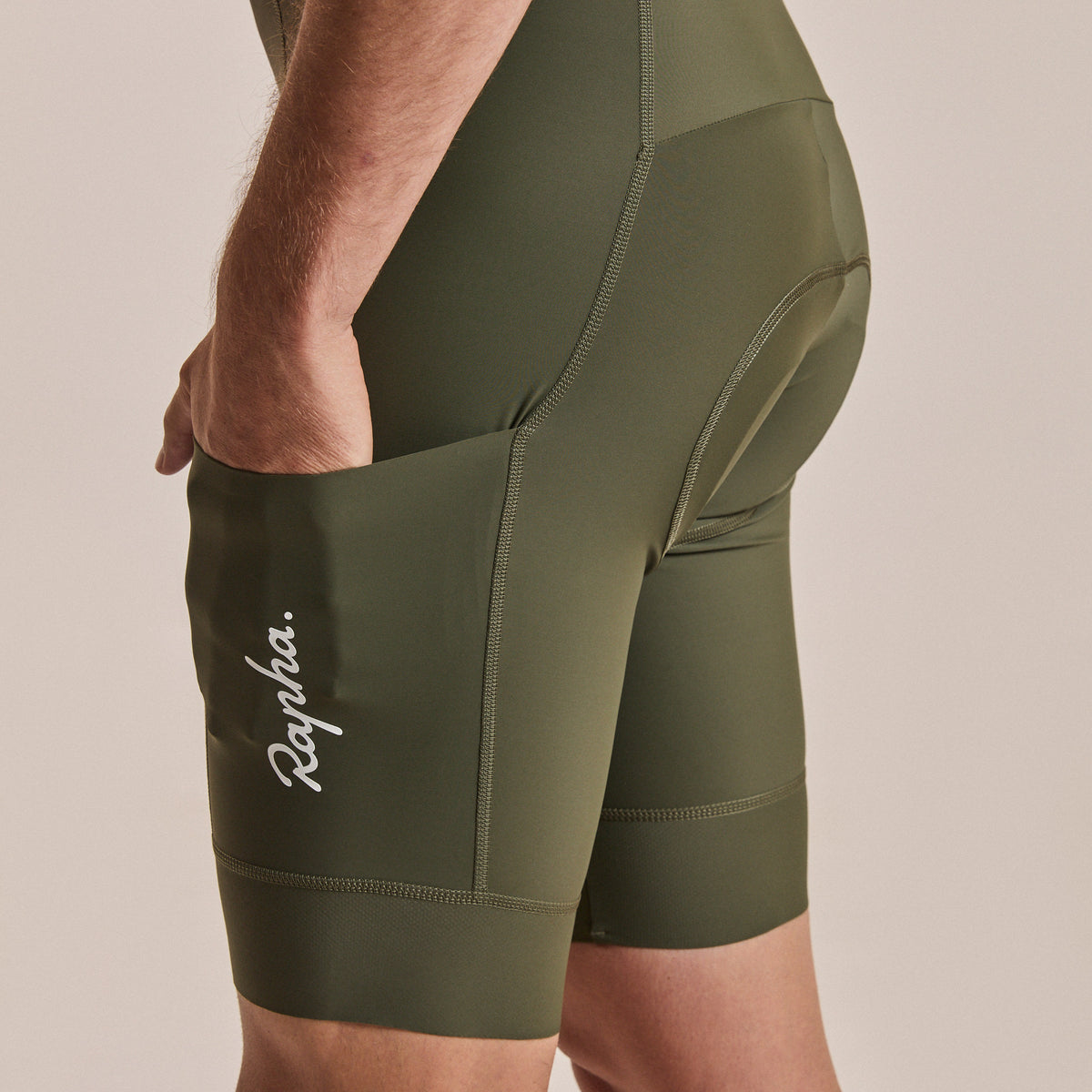 Men's Brevet Element Cargo Bib Shorts - Dark Green/White