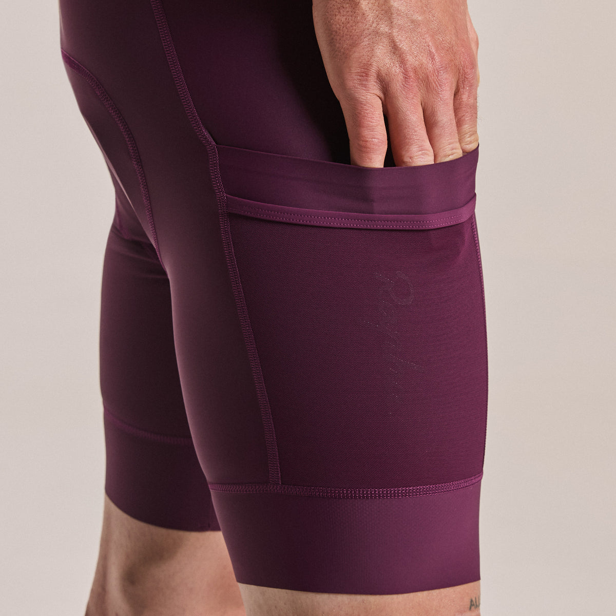 Men's Brevet Element Cargo Bib Shorts - Plum/White