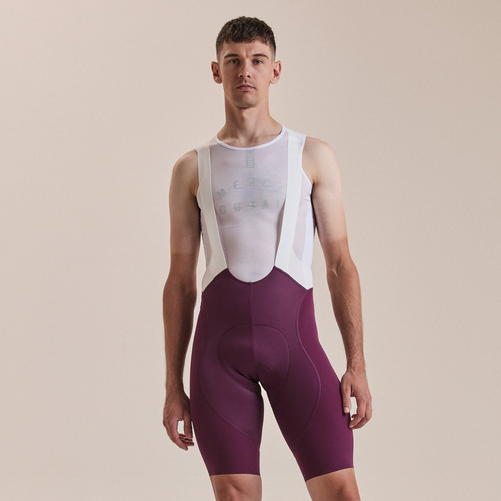 Men's Pro Team Bib Shorts III - Long - Plum/White