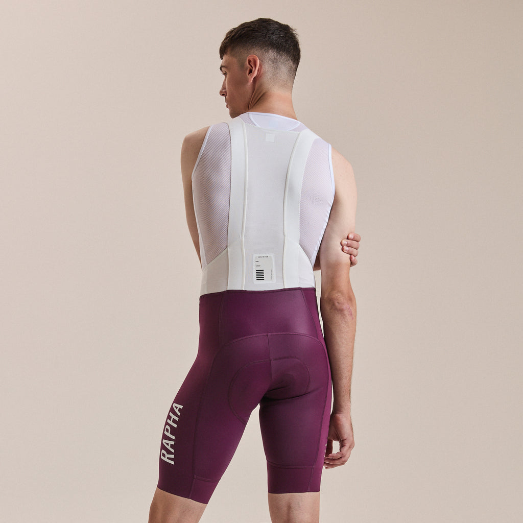Men's Pro Team Bib Shorts III - Long - Plum/White