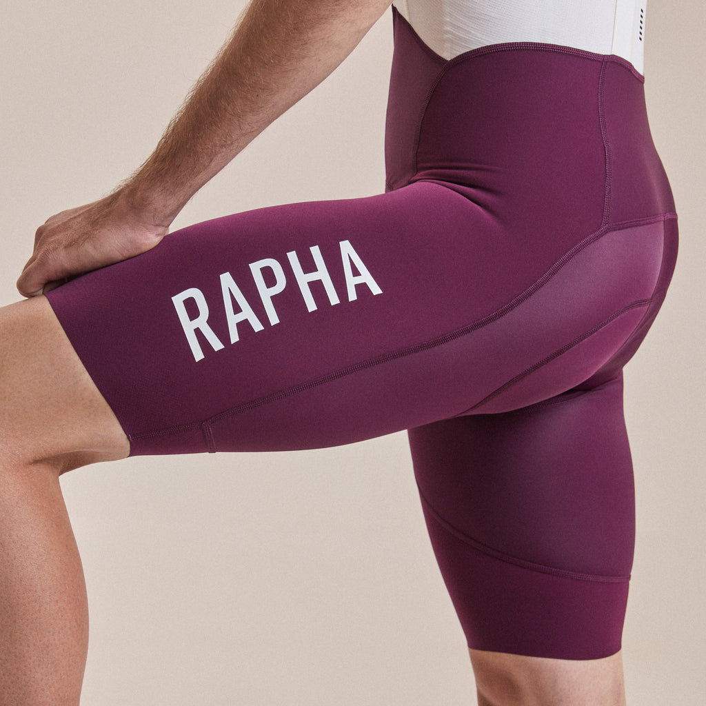 Men's Pro Team Bib Shorts III - Long - Plum/White