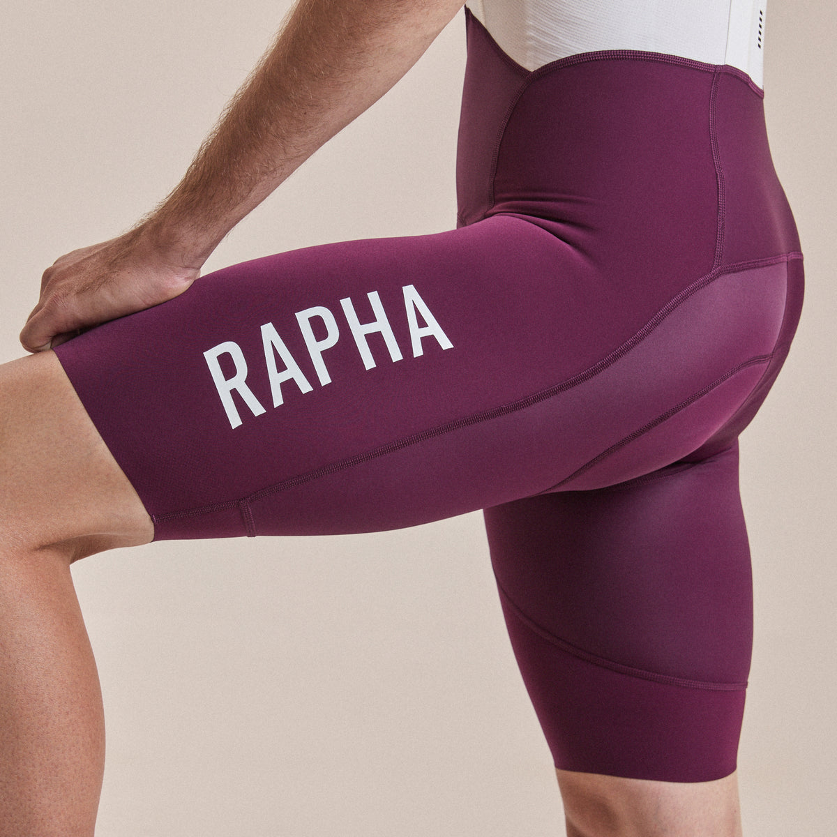 Men's Pro Team Bib Shorts III - Long - Plum/White