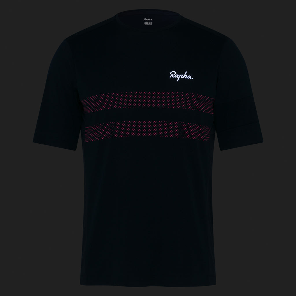 Men's Explore Technical T-Shirt - Dark Navy/High-Vis Pink/White
