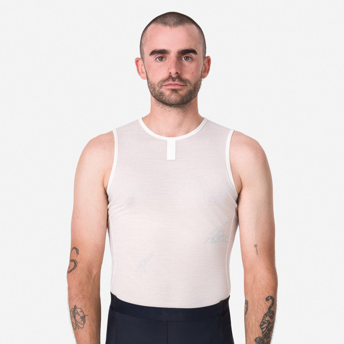 Men's Merino Lightweight Base Layer - Sleeveless - Cream/White