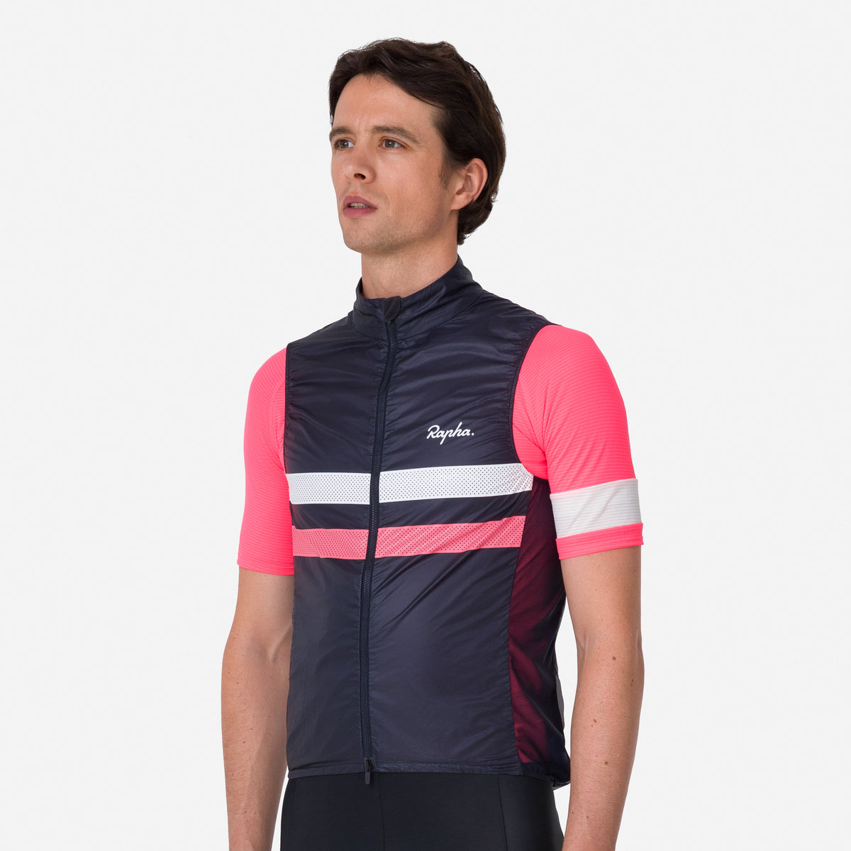 Men's Brevet Gilet - Dark Navy/Hi-Vis Pink/White