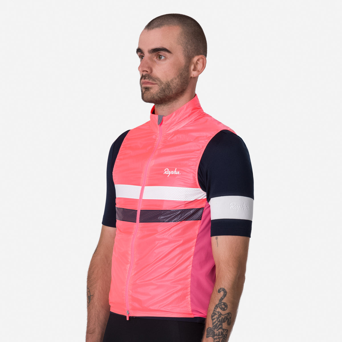 Men's Brevet Gilet - High-Vis Pink/Dark Navy/White