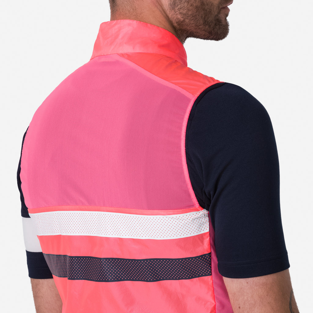 Men's Brevet Gilet - High-Vis Pink/Dark Navy/White