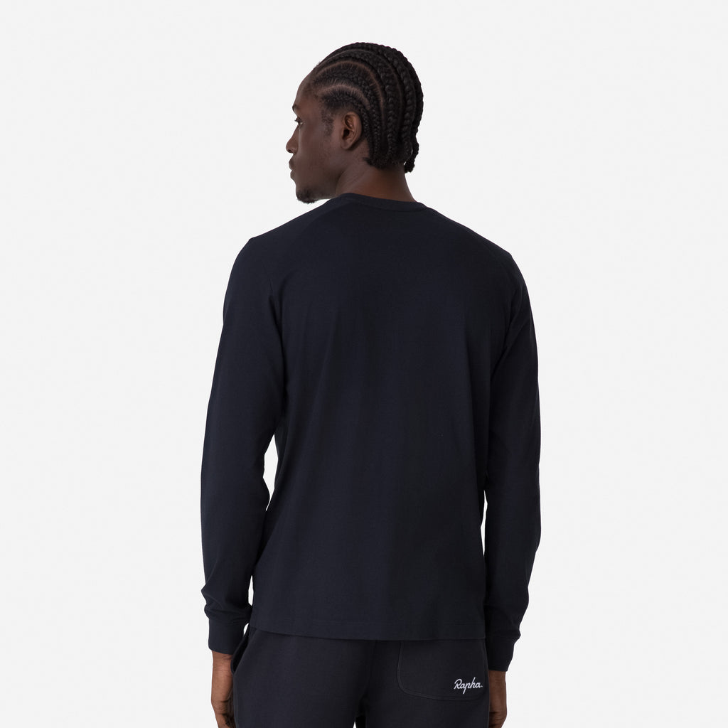 Men's Long Sleeve Cotton T-Shirt - Black/White