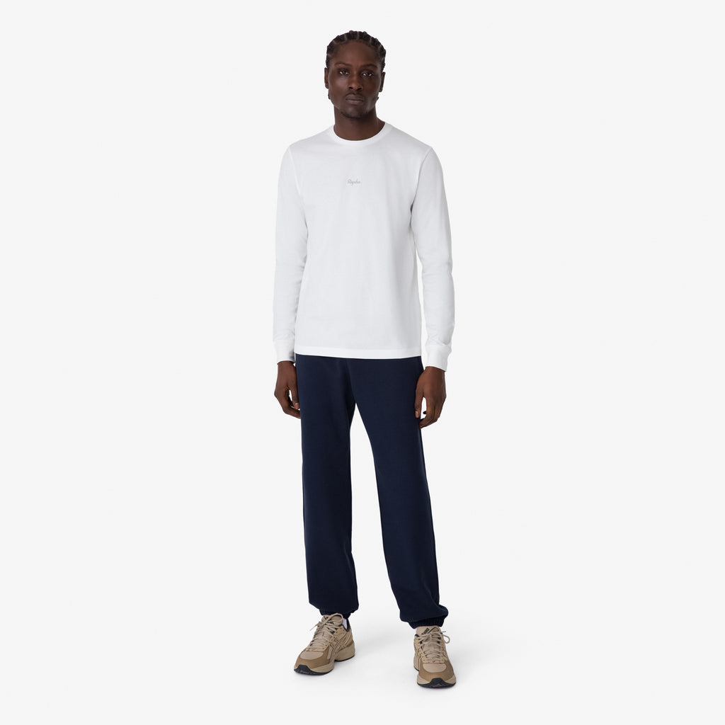 Men's Long Sleeve Cotton T-Shirt - White/Light Grey