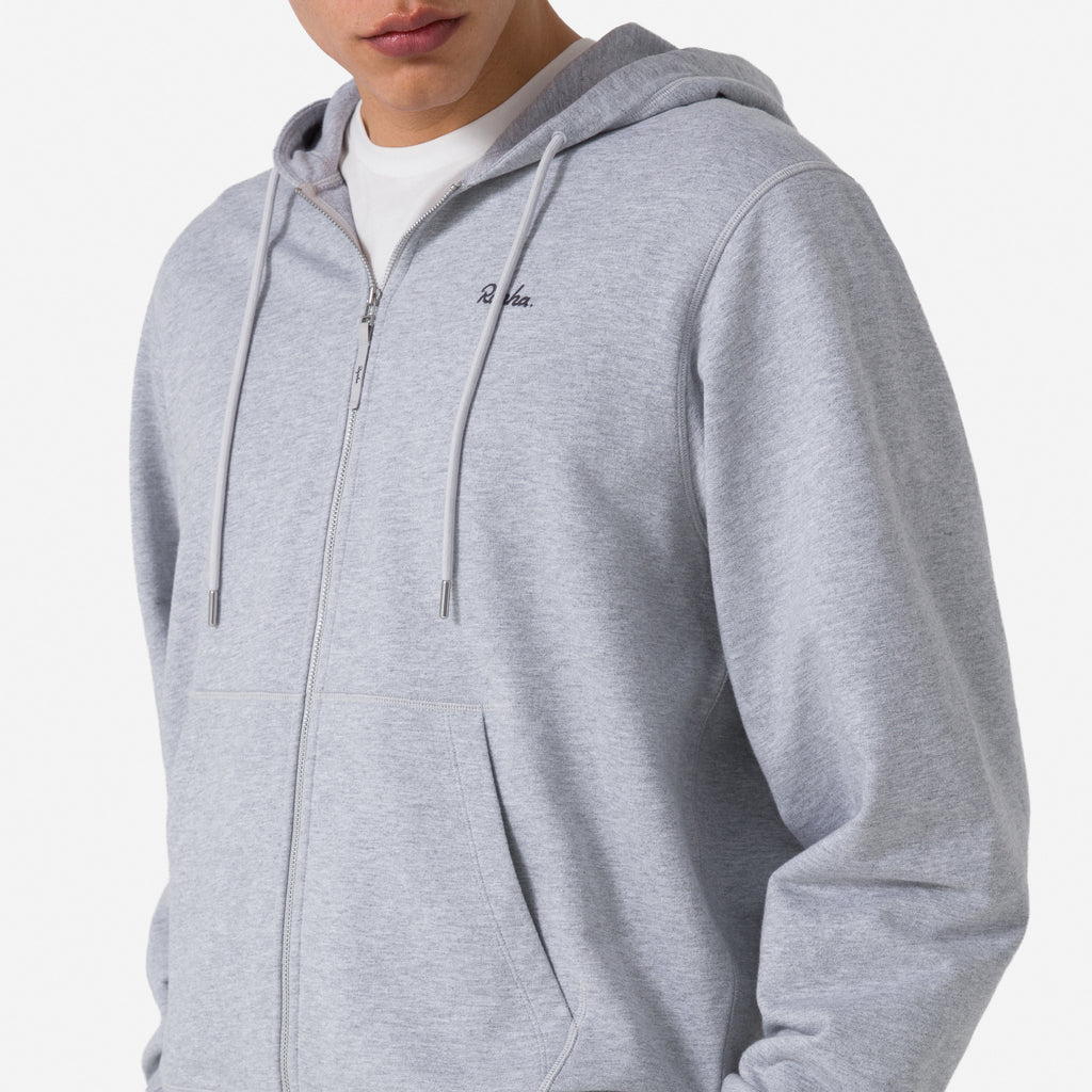Men's Cotton Zip Hoodie - Light Grey/Black