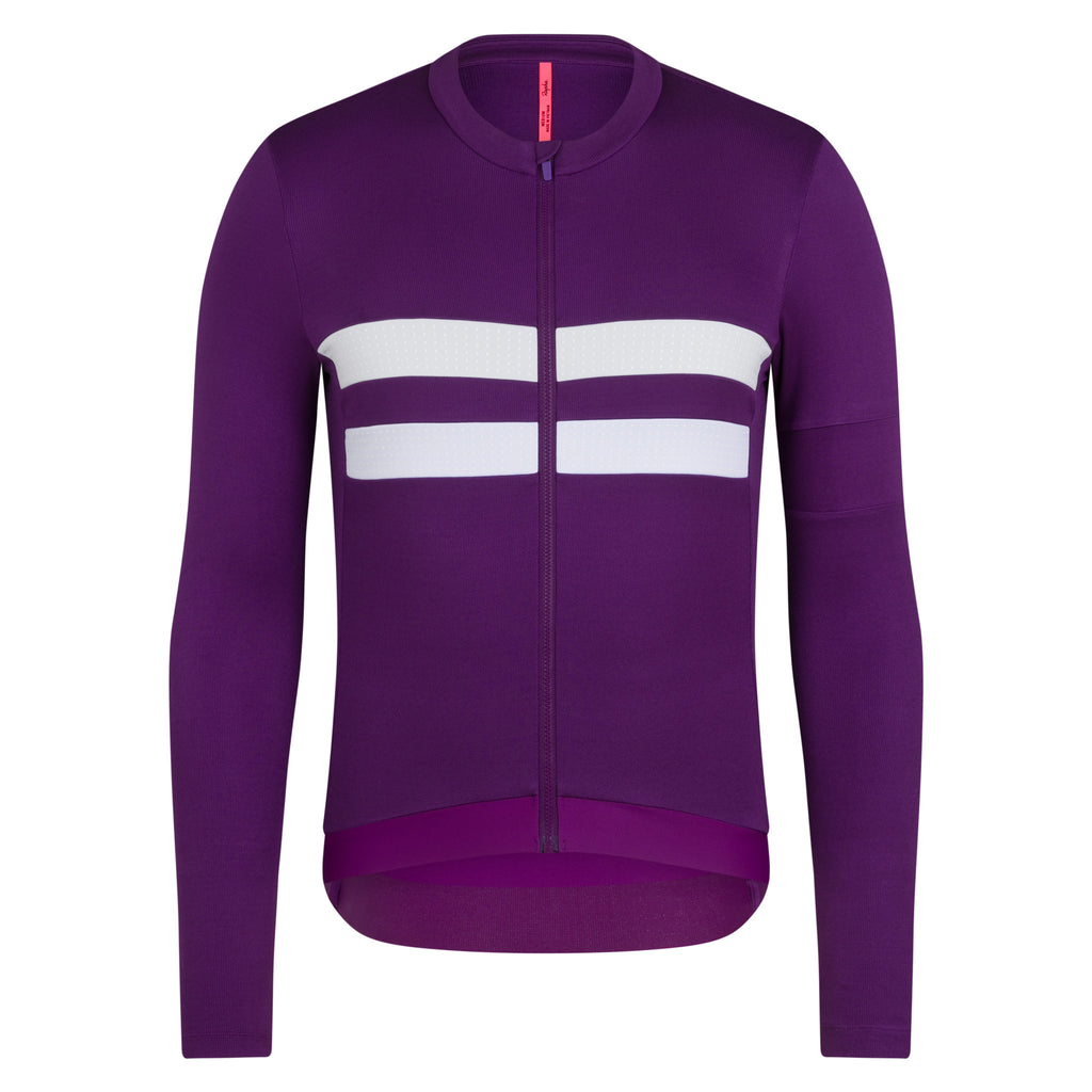 Men's Brevet Long Sleeve Merino Jersey III - Blackberry/White