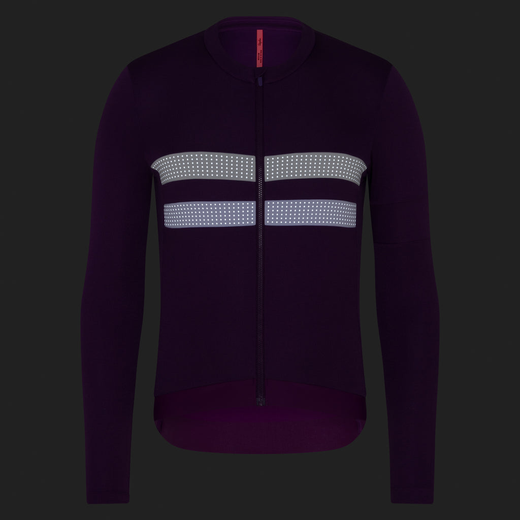 Men's Brevet Long Sleeve Merino Jersey III - Blackberry/White