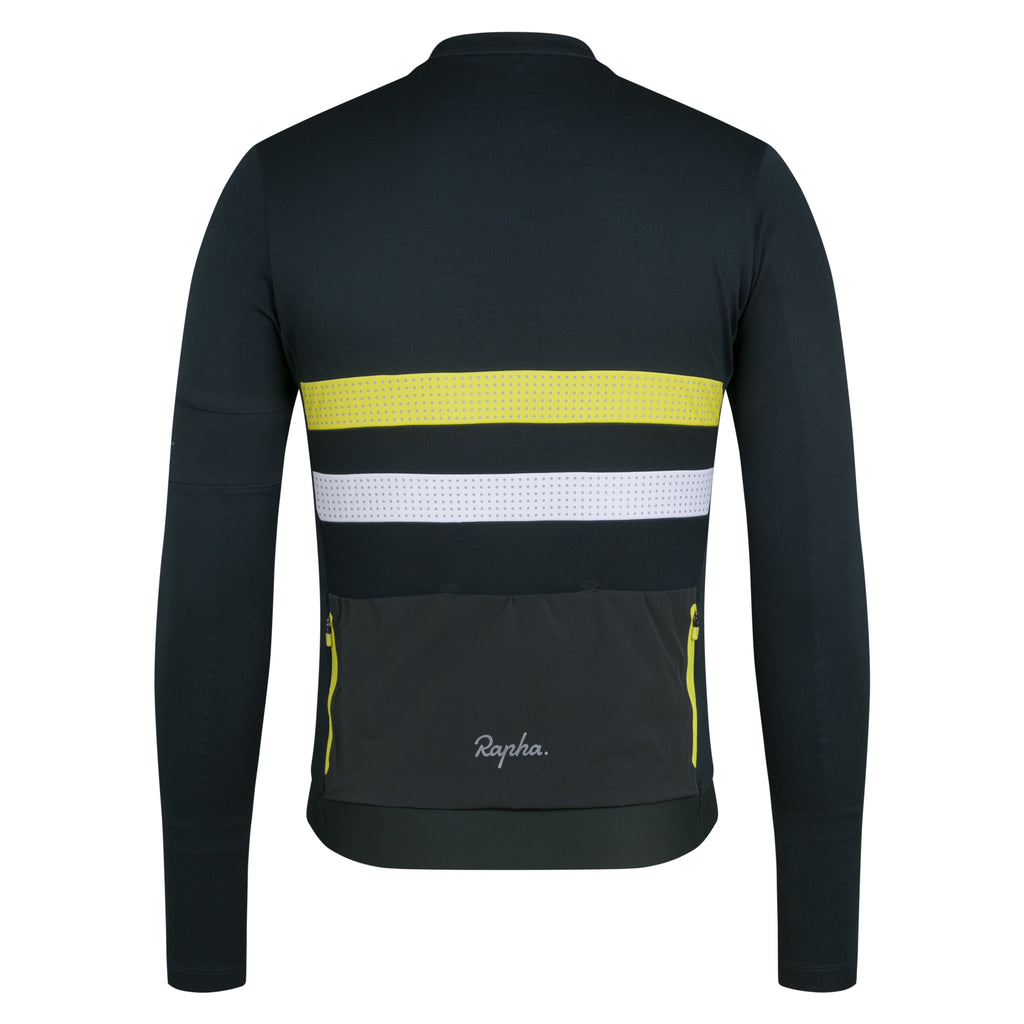 Men's Brevet Long Sleeve Merino Jersey III - Dark Forest/Chartreuse