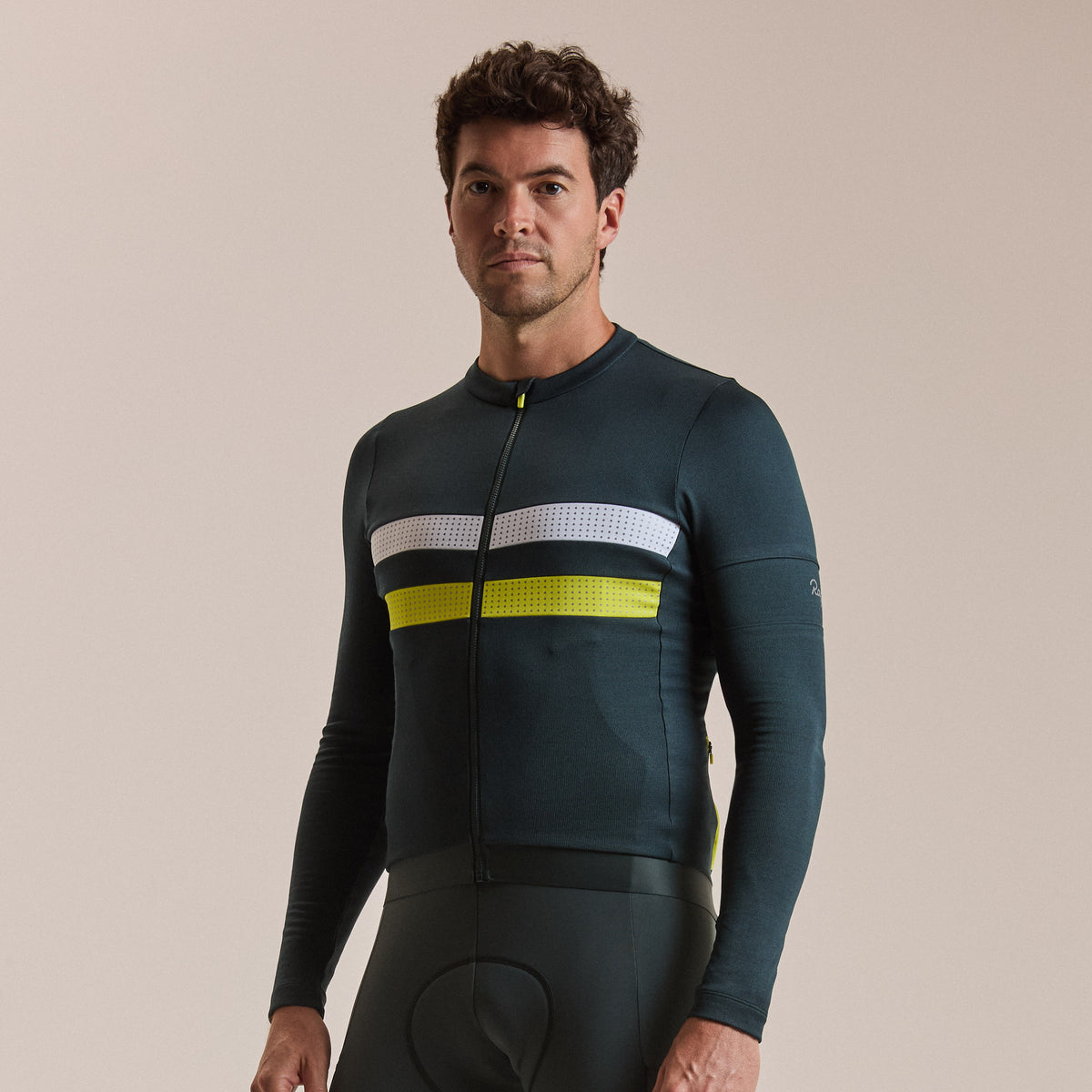 Men's Brevet Long Sleeve Merino Jersey III - Dark Forest/Chartreuse