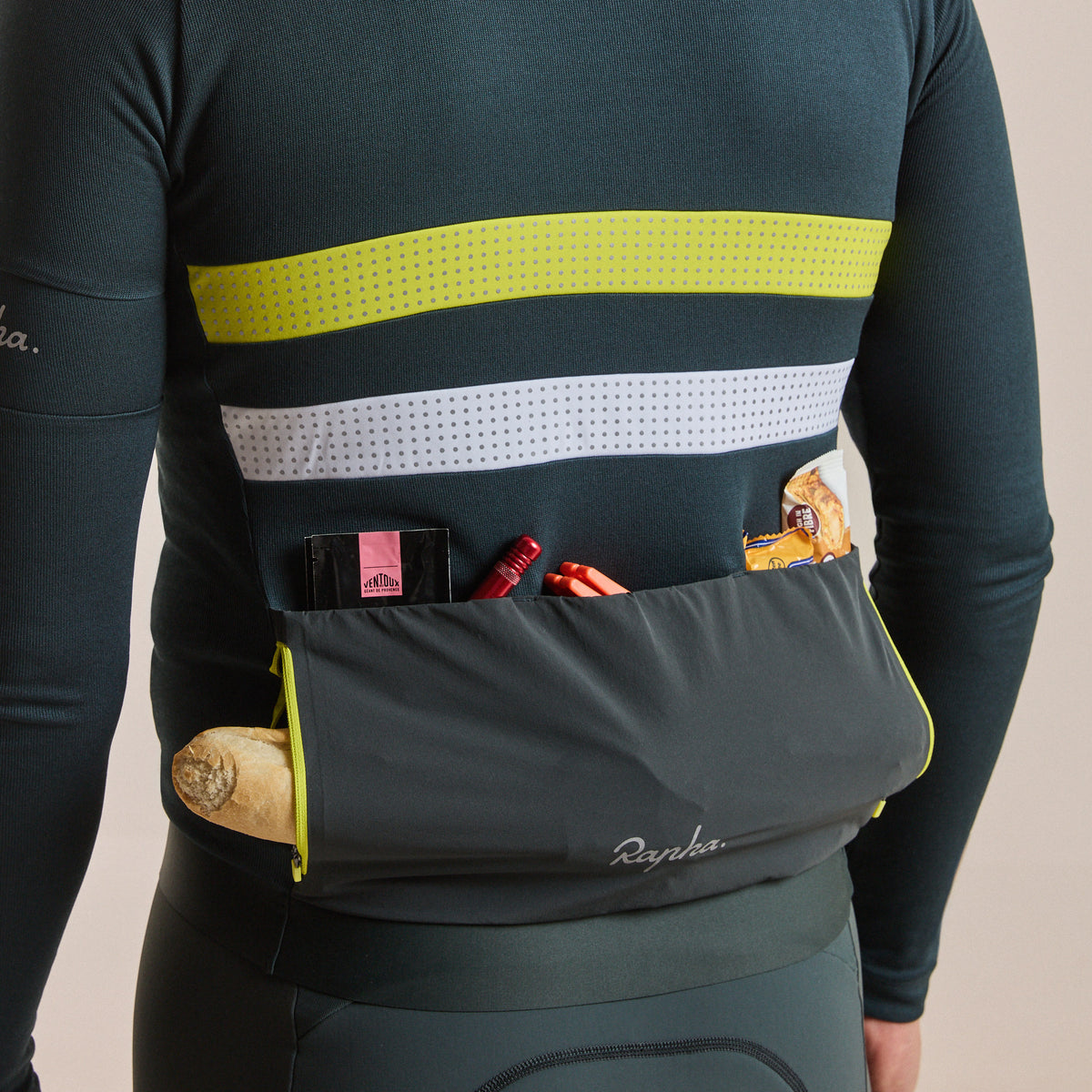 Men's Brevet Long Sleeve Merino Jersey III - Dark Forest/Chartreuse
