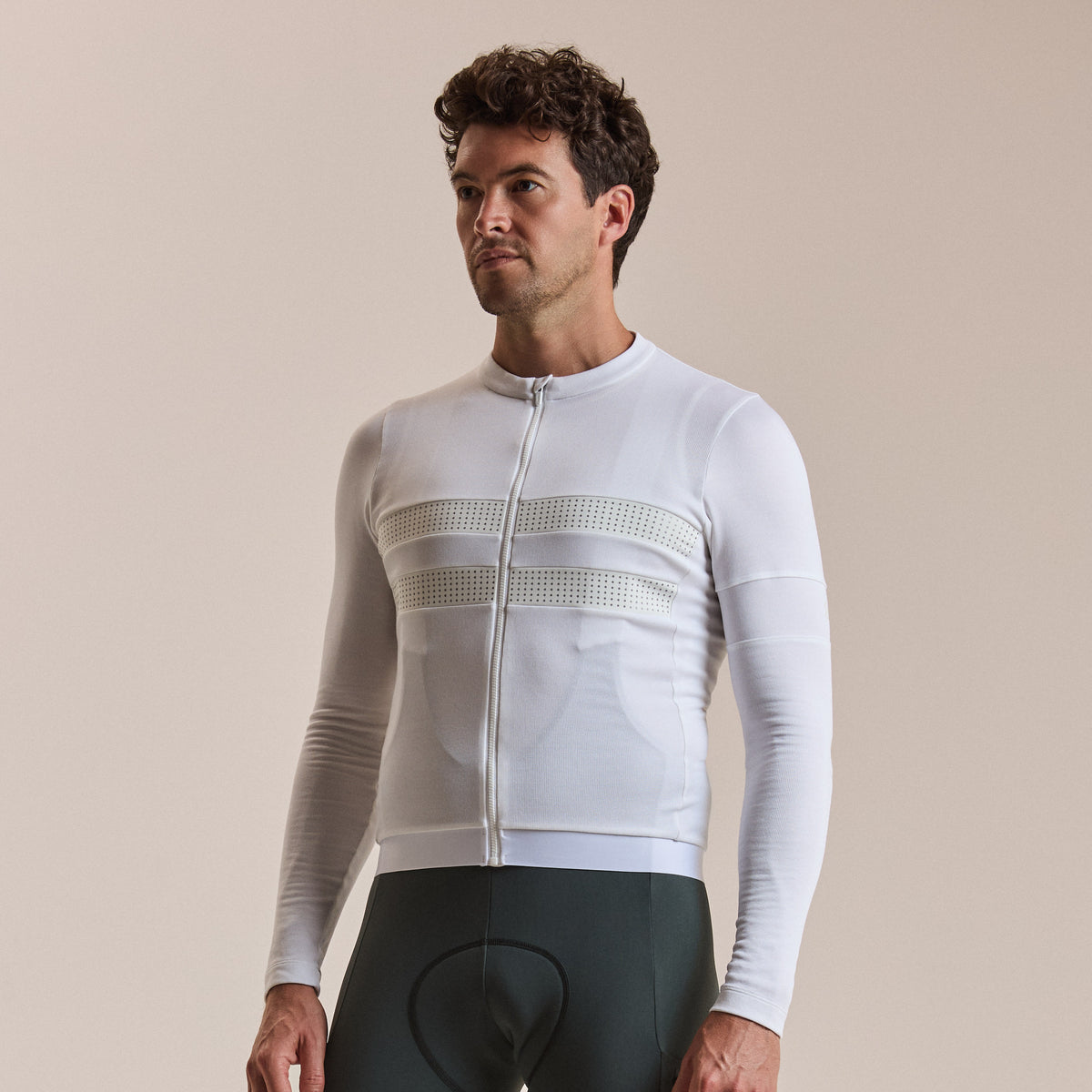 Men's Brevet Long Sleeve Merino Jersey III - White/Silver