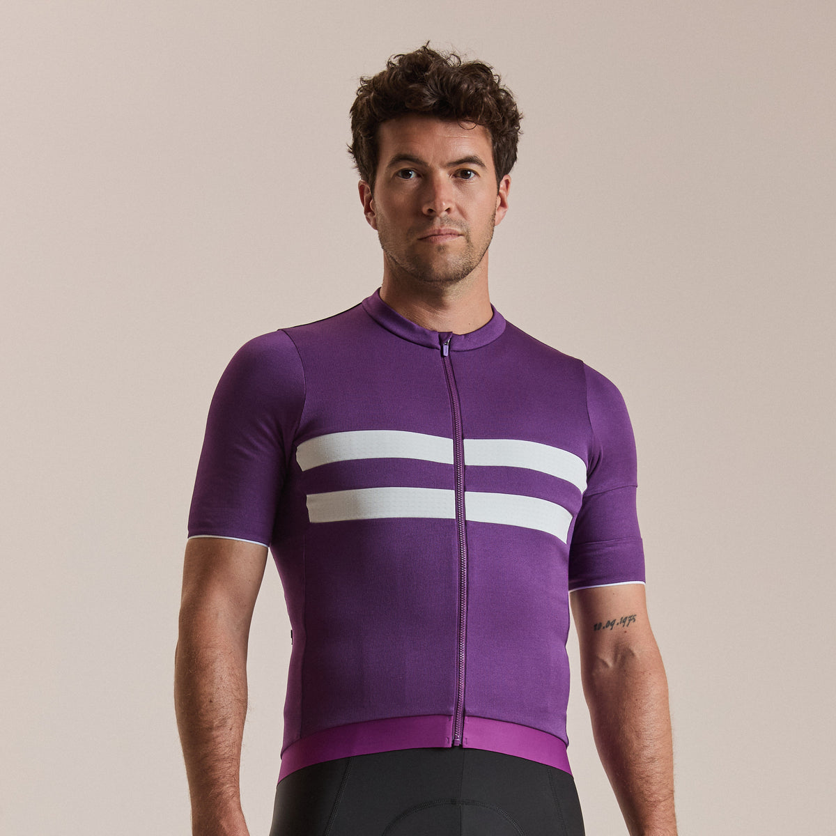 Men's Brevet Merino Jersey III - Blackberry/White