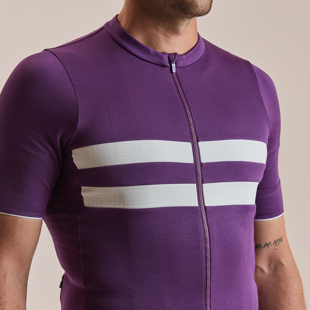 Men's Brevet Merino Jersey III - Blackberry/White