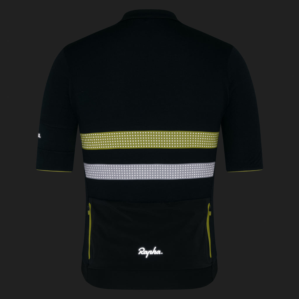Men's Brevet Merino Jersey III - Dark Forest/Chartreuse