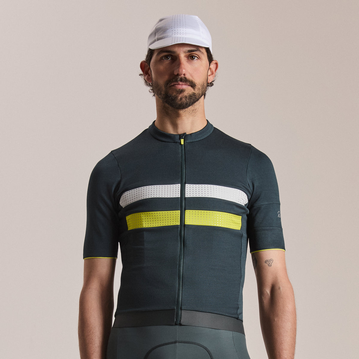 Men's Brevet Merino Jersey III - Dark Forest/Chartreuse