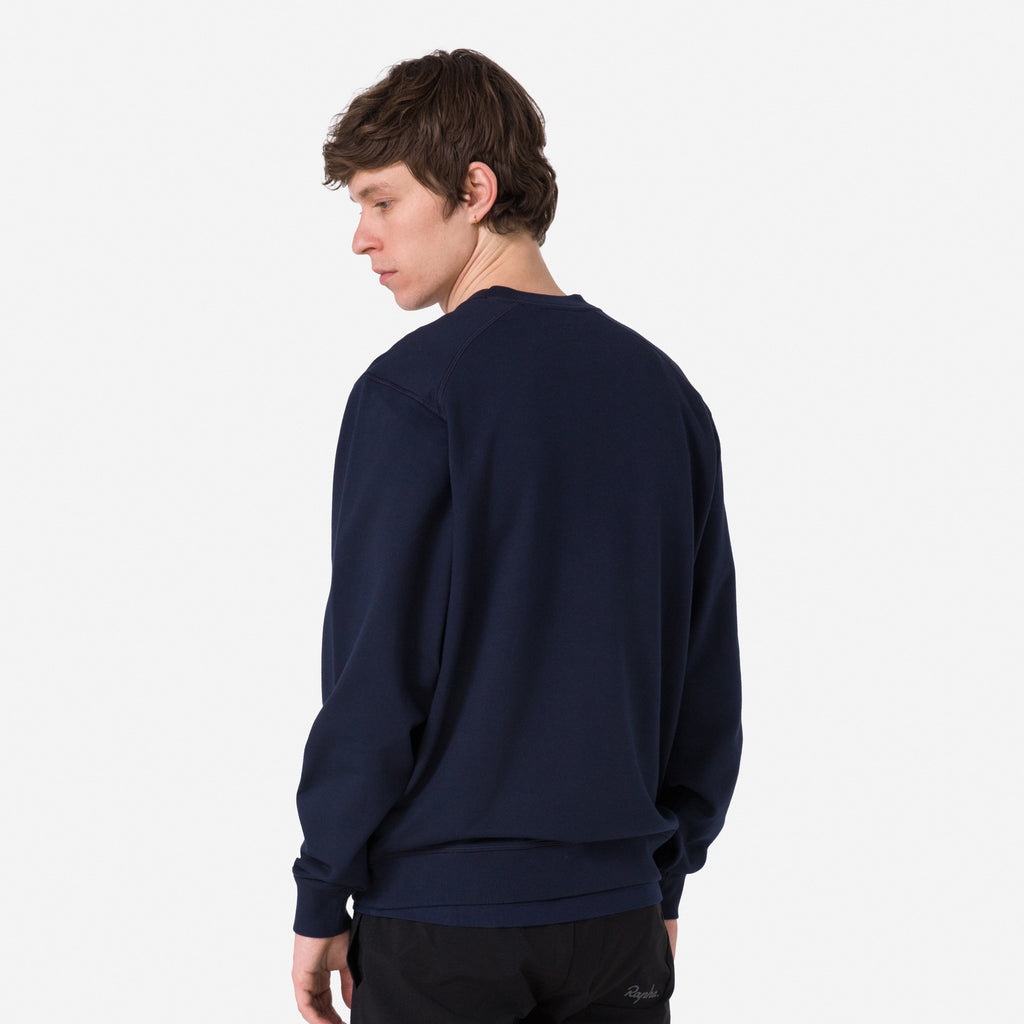 Men's Cotton Sweatshirt - Large Logo - Dark Navy/Hi-Vis Pink