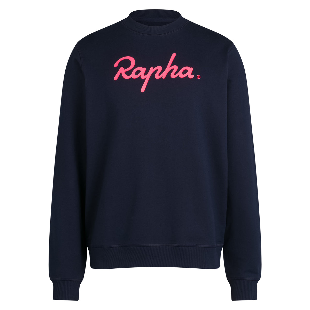 Men's Cotton Sweatshirt - Large Logo - Dark Navy/Hi-Vis Pink