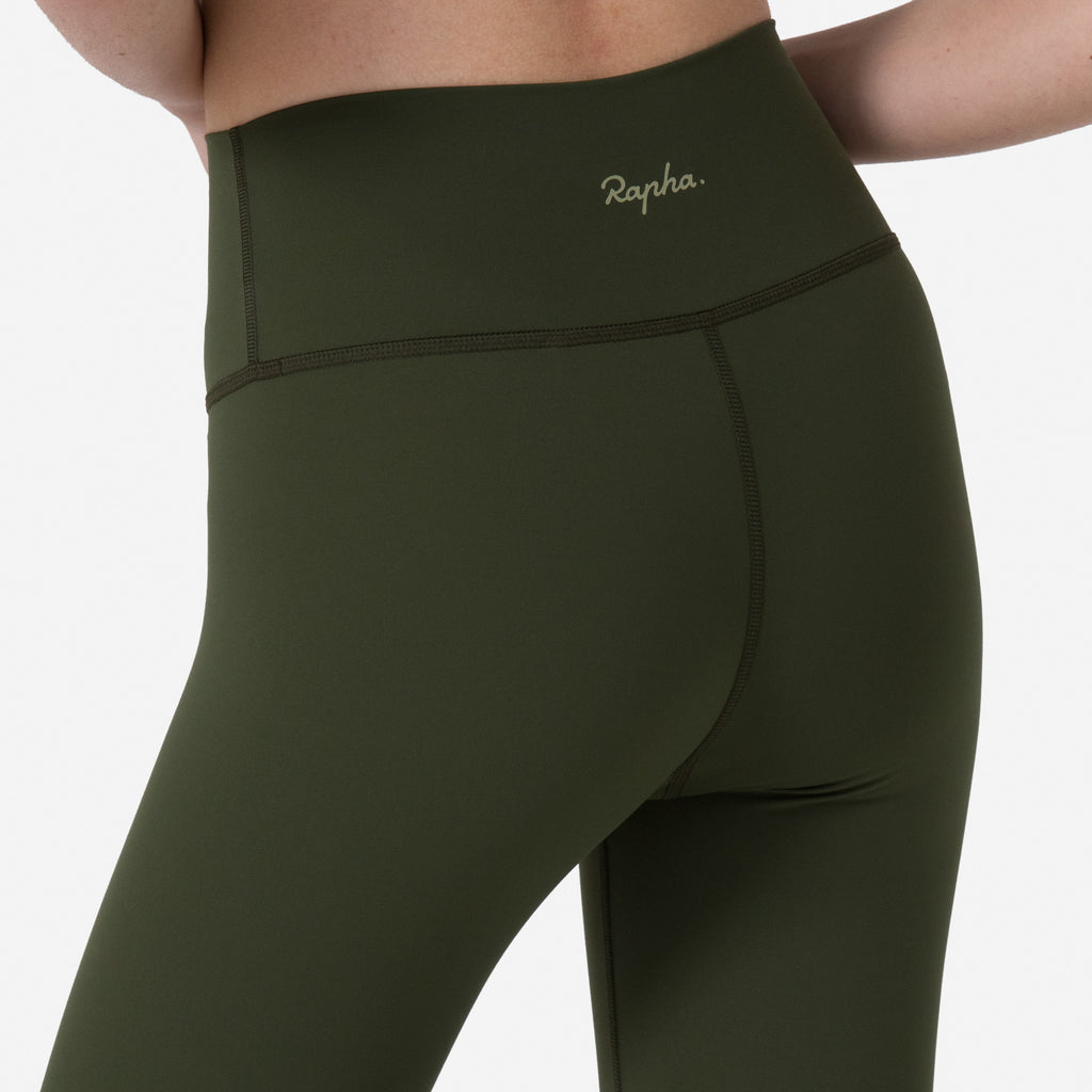 Women's Active Tights - Deep Olive Green/Olive Green