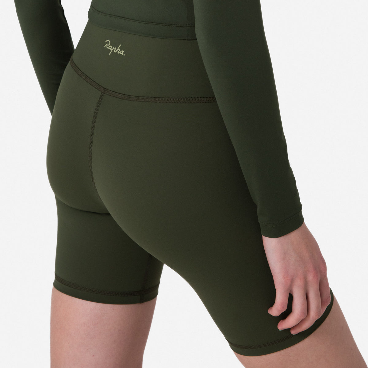 Women's Active Shorts - Deep Olive Green/Olive Green