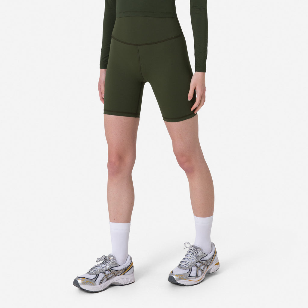 Women's Active Shorts - Deep Olive Green/Olive Green
