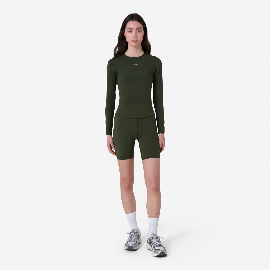Women's Active Shorts - Deep Olive Green/Olive Green