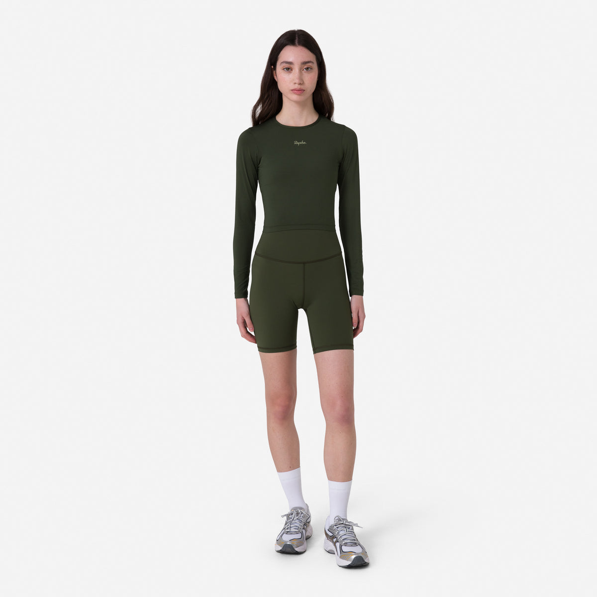 Women's Active Shorts - Deep Olive Green/Olive Green
