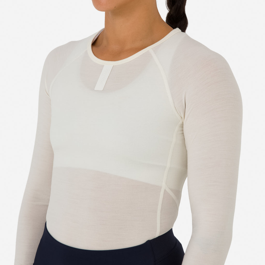 Women's Merino Base Layer - Long Sleeve - Cream/White