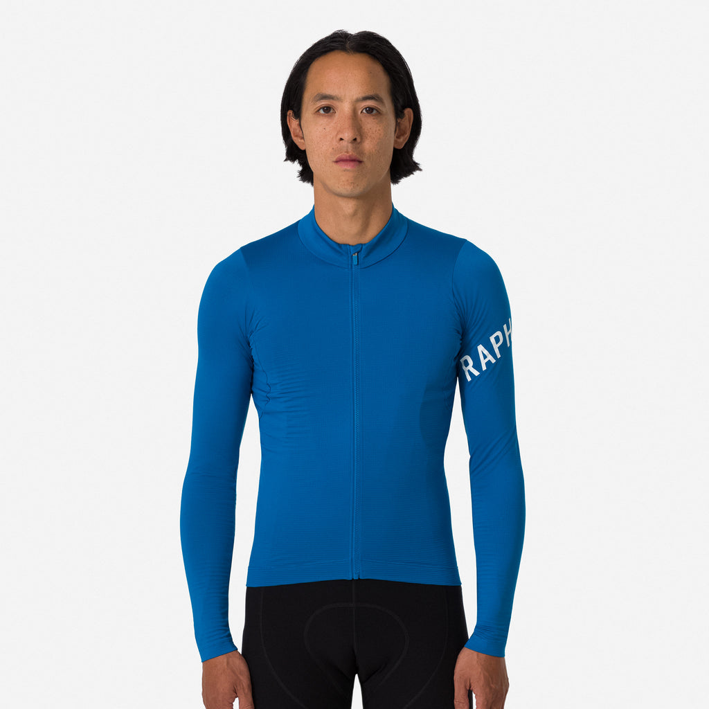 Men's Pro Team Long Sleeve Midweight Jersey - Petrol Blue/White