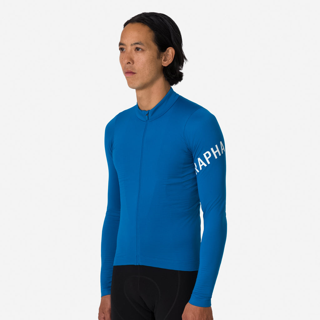 Men's Pro Team Long Sleeve Midweight Jersey - Petrol Blue/White